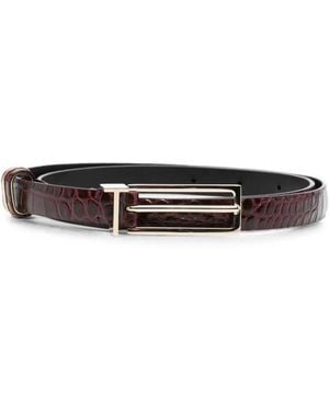 Tom Ford Croc-Effect Leather Belt - White