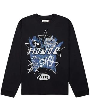 Honor The Gift Pop Art Langarmshirt - Blau