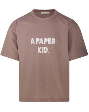 A PAPER KID Text-Print T-Shirt - Brown