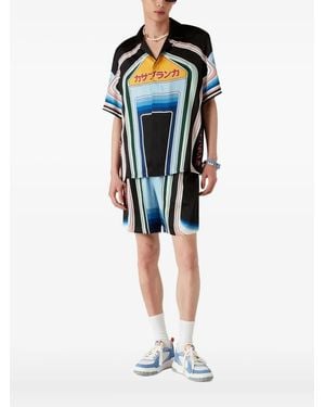 CASABLANCA Graphic Mountain Graphic-Print Shirt - Blue