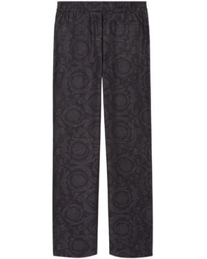 Versace Baroque-Print Drawstring Trousers - Blue