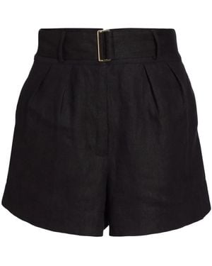 Hevron Linen Shorts - Black
