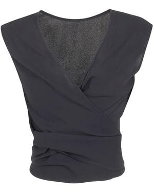 Mantu Wrap-Tie Blouse - Blue
