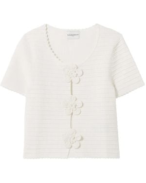 Claudie Pierlot Cardigan Mit Blumenapplikation - Weiß