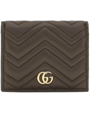 Gucci Small Gg Marmont Chevron-Quilted Wallet - Grey