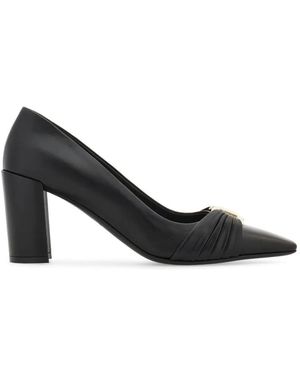 Ferragamo Gancini Ornament Court Shoes With Block Heel - Black