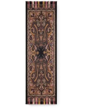 Etro Cashmere, Silk And Wool Scarf With Paisley Motif - Brown