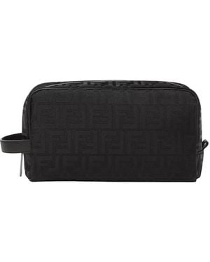 Fendi Ff Logo-Jacquard Clutch Bag - Black