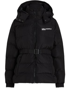Karl Lagerfeld Doudoune Ceinturée À Capuche - Noir