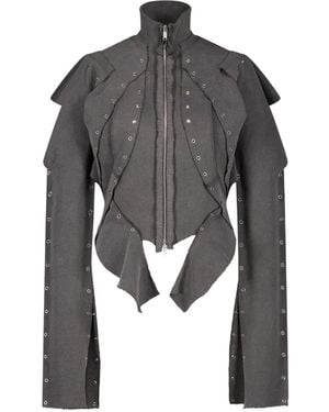 SRVC Studio Eyelet-Detail Zip-Up Sweatshirt - Grey
