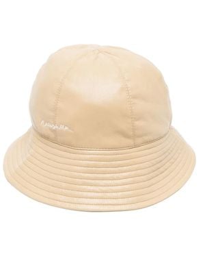 Nanushka 'Laurie' Leather Finish Bucket Hat in Natural | Lyst