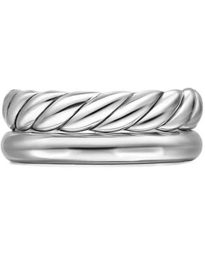 David Yurman Dy Mercer Two Row Sterlingsilberring - Weiß