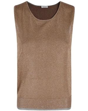 Roberto Collina Metallic-Effect Sleeveless Top - Brown
