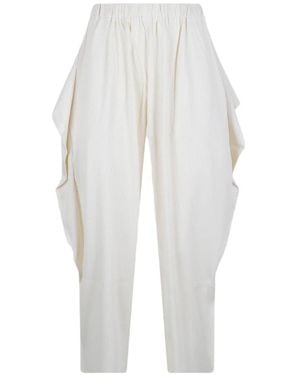 Pleats Please Issey Miyake Pleated Draped Trousers - White
