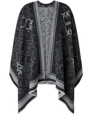 Pinko Love Birds Poncho Aus Wolle - Schwarz