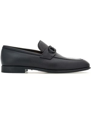 Ferragamo Mocassini Con Fibbia Gancini - Nero