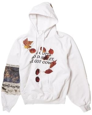Doublet Twister Leaf-Patchwork Slogan-Print Hoodie - White
