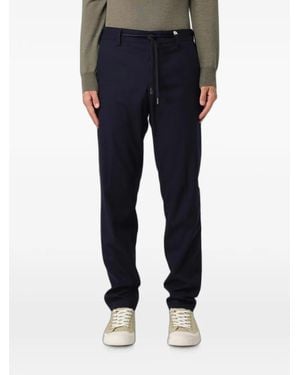 Myths Drawstring Contrast-Stitch Trousers - Blue