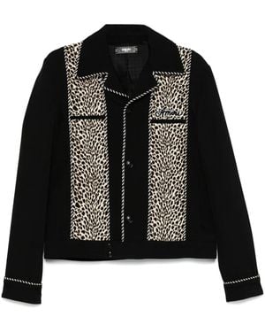 Amiri Leopard Print Bomber Jacket - Black