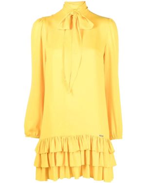 DSquared² Pussy-Bow Ruffle-Trim Minidress - Yellow