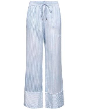 ERMANNO FIRENZE Striped Drawstring Palazzo Trousers - Blue