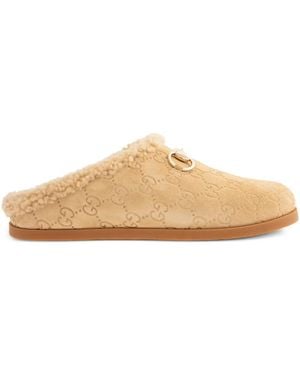 Gucci New Sol Suede Mules - Natural
