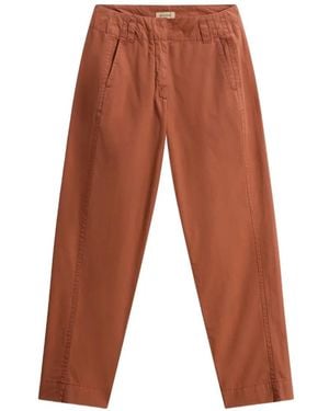 Woolrich Garment-Dyed Cuffed Carrot Cotton Pants - Brown