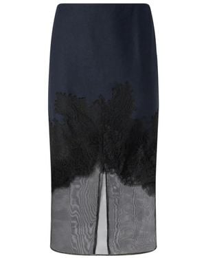 Pinko X Bardazzi Botticino Lace-Trim Midi Skirt - Blue
