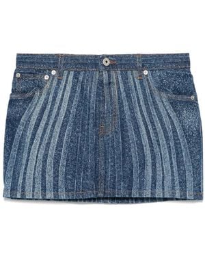 Jean Paul Gaultier Spiral-Print Mini Skirt - Blue