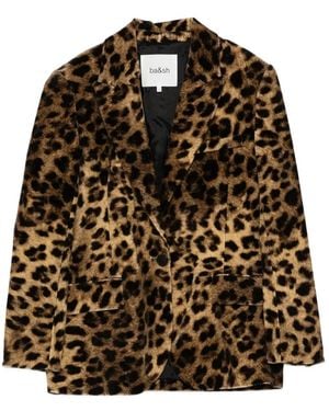 Ba&sh Jack Met Enkele Rij Knopen En Luipaardprint - Bruin