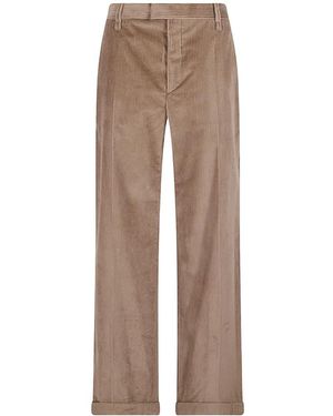 Brunello Cucinelli Corduroy-Textured Turned-Up Pants - Natural