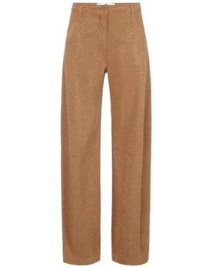 Elisabetta Franchi Balloon Denim Jeans With Rhinestones - Natural