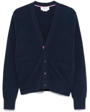 Thom Browne V-Neck Silk Cardigan - Blue