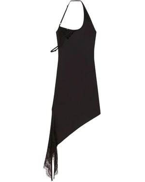 Courreges Asymmetrical Lace-Trimmed Dress - Black