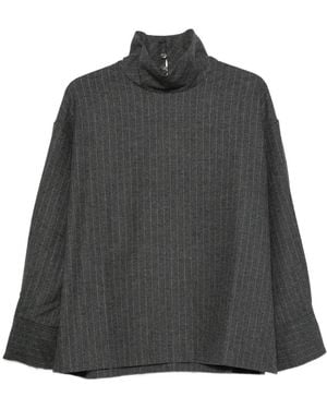 LA PISCINE Pinstripe-Pattern High-Neck Blouse - Gray