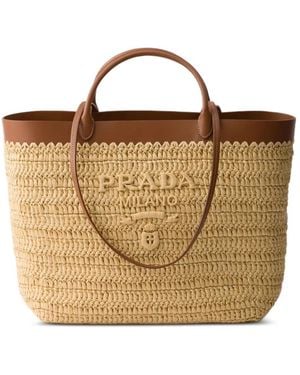 Prada Borsa Tote Media All'Uncinetto E - Marrone