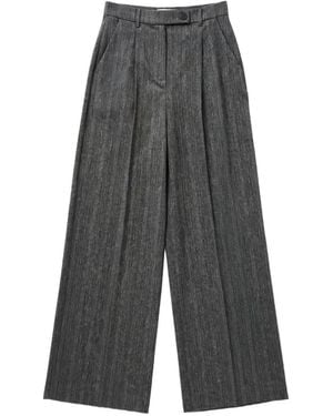 Marella Pleated Wide-Leg Trousers - Grey