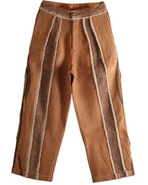 Commun's Textured Stripe Trousers - Brown