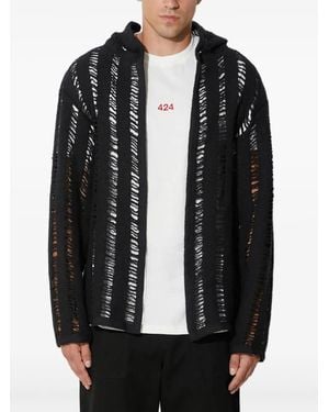 424 Hoodie mit Lochstrickmuster - Schwarz