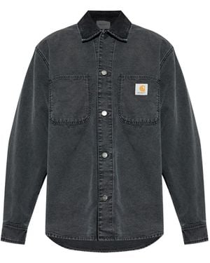 Carhartt Logo-Patch Pocket Shirt - Grey