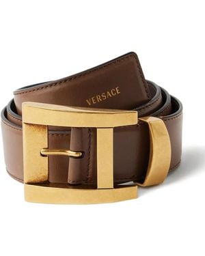 Versace Leather Belt 4 Cm - Brown