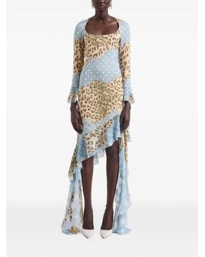 Nina Ricci Midikleid Mit Leopardenprint - Blau