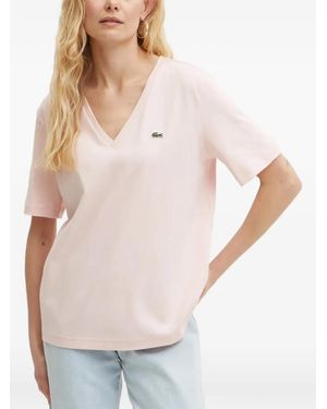 Lacoste T-Shirt À Col V Et Logo - Neutre