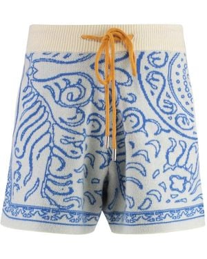 Rhude Patterned-Jacquard Shorts - Blue