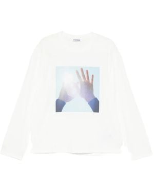 Jil Sander T-Shirt Imprimé À Manches Longues - White