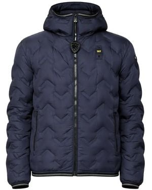 Blauer Doudoune À Capuche - Blue