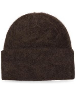 Soft Goat Brushed Beanie Hat - Brown