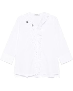 Max Mara Verziertes Hemd mit Rüschen - Weiß