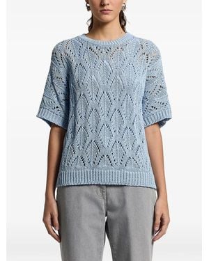 Peserico Openwork Knitted Top - Blue
