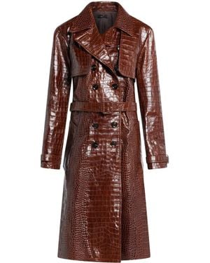 Tom Ford Crocodile-Effect Leather Trench Coat - Red